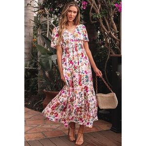Floral Bouquet High Waist Maxi Dress